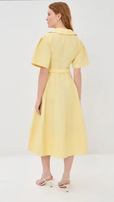 SIMKHAI Meridith Cotton Midi Dress Buttercream | Thumbnail 3