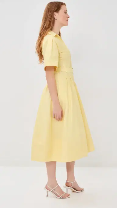SIMKHAI Meridith Cotton Midi Dress Buttercream | Thumbnail 4
