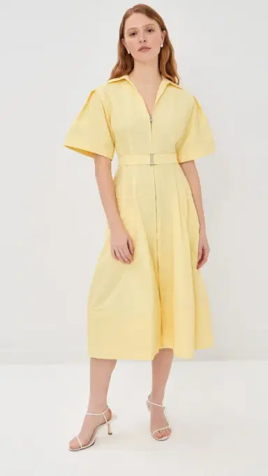 SIMKHAI Meridith Cotton Midi Dress Buttercream | Thumbnail 5