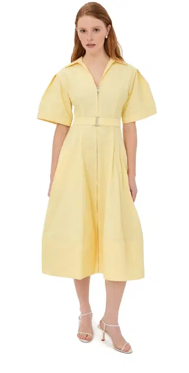 SIMKHAI Meridith Cotton Midi Dress Buttercream | Thumbnail 1