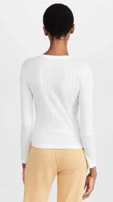 LESET Pointelle Slim Fit Top White | Thumbnail 3