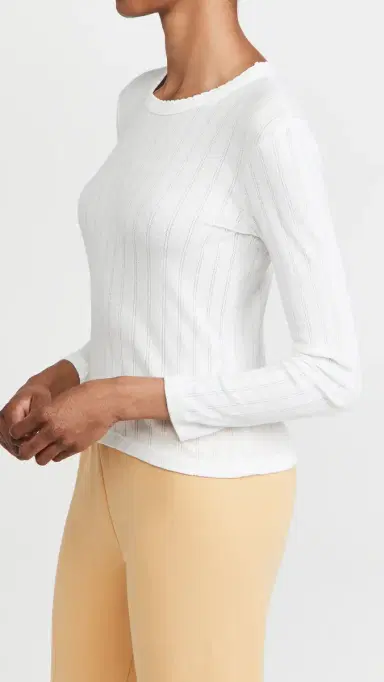 LESET Pointelle Slim Fit Top White | Thumbnail 4