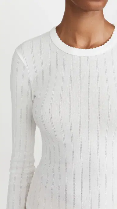 LESET Pointelle Slim Fit Top White | Thumbnail 6