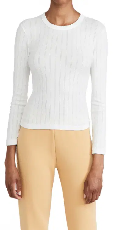 LESET Pointelle Slim Fit Top White | Thumbnail 1