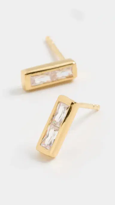 Gwen Beloti Stacked CZ Drop Stud Earrings | Thumbnail 4