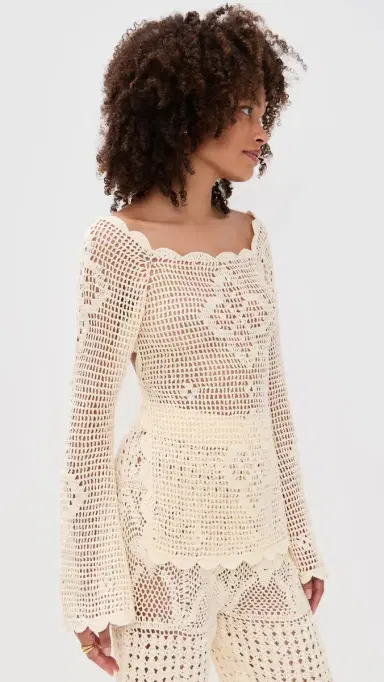 Agua Bendita Boh Handmade Crochet Top White | Thumbnail 4 Agua Bendita Boh Handmade Crochet Top White | Thumbnail 4