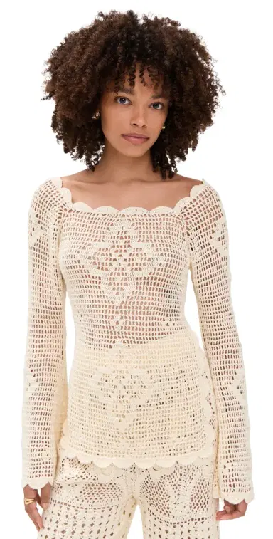 Agua Bendita Boh Handmade Crochet Top White | Thumbnail 1 Agua Bendita Boh Handmade Crochet Top White | Thumbnail 1