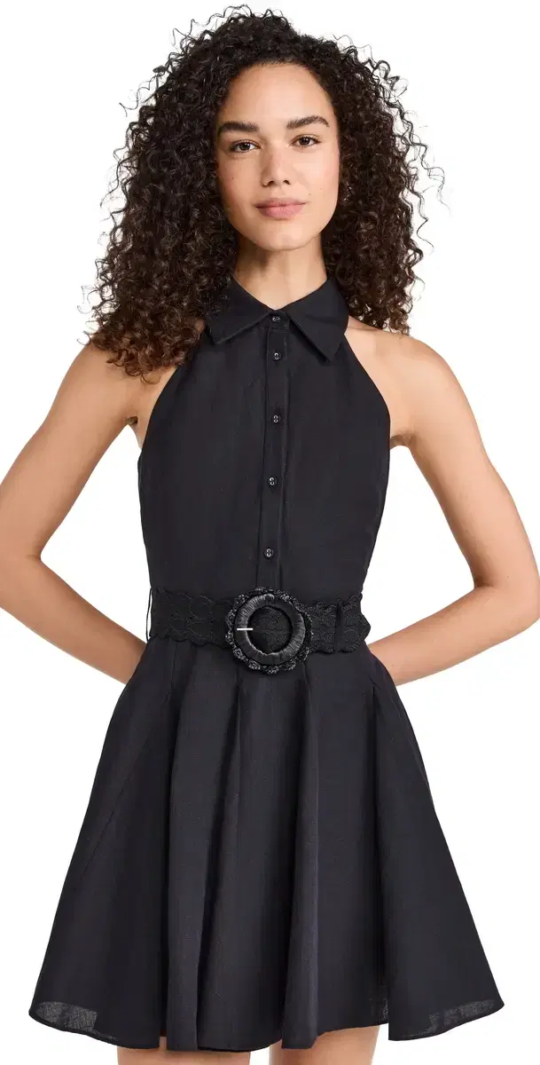 Hemant and Nandita Short Dress With Buckle Belt Black
