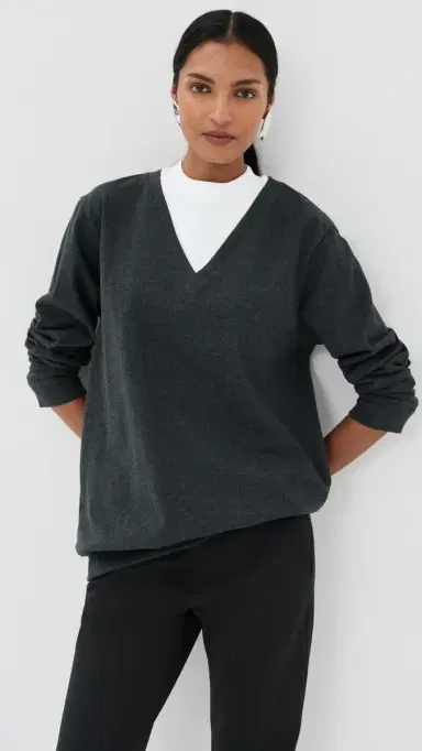 Tibi Perfect T-Shirt Trompe L'oeil Top Grey ulti | Thumbnail 2