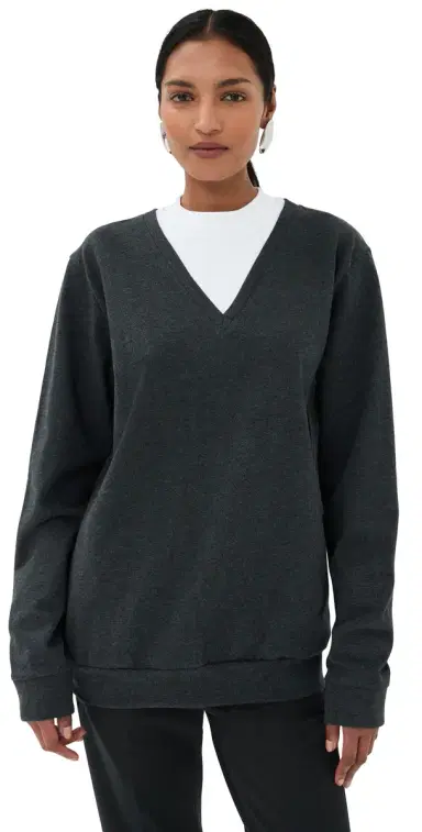 Tibi Perfect T-Shirt Trompe L'oeil Top Grey ulti | Thumbnail 1