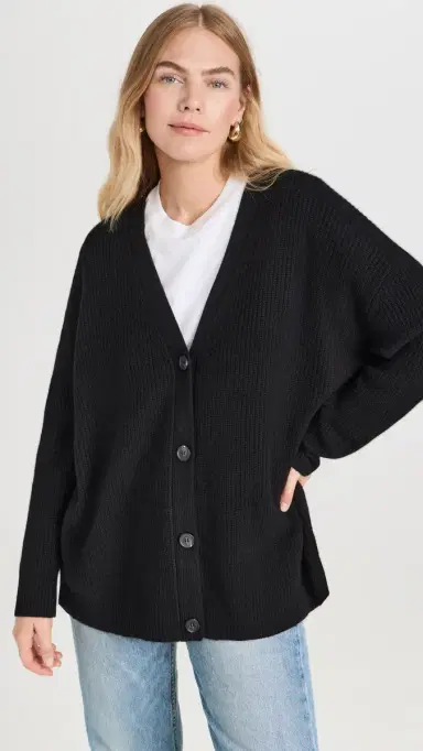 Jenni Kayne Cashmere Cocoon Cardigan Black L | Thumbnail 2