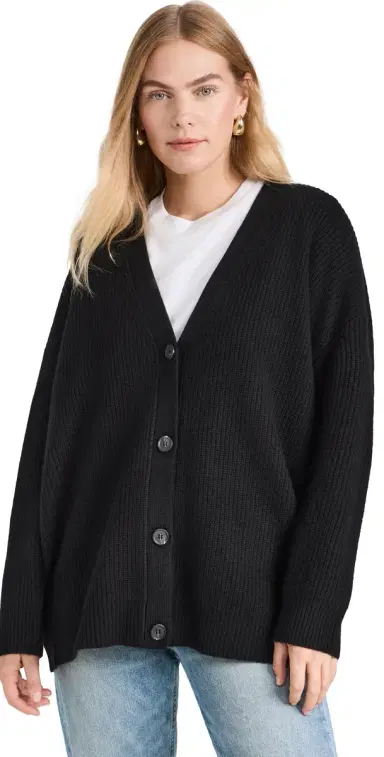 Jenni Kayne Cashmere Cocoon Cardigan Black L | Thumbnail 1