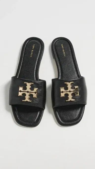 Tory Burch Eleanor Slides Perfect Black / Gold 7 | Thumbnail 2 Tory Burch Eleanor Slides Perfect Black / Gold 7 | Thumbnail 2