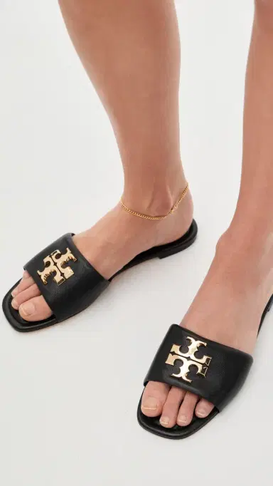 Tory Burch Eleanor Slides Perfect Black / Gold 7 | Thumbnail 3 Tory Burch Eleanor Slides Perfect Black / Gold 7 | Thumbnail 3