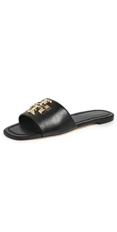 Tory Burch Eleanor Slides Perfect Black / Gold 7 | Thumbnail 1 Tory Burch Eleanor Slides Perfect Black / Gold 7 | Thumbnail 1