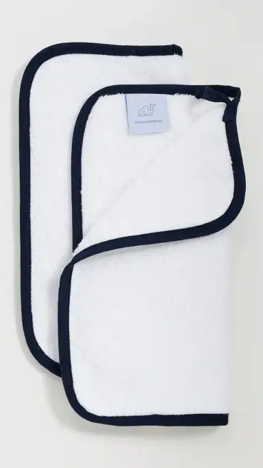 Weezie Signature Washcloths 2 Pack Navy on White One Size | Thumbnail 2