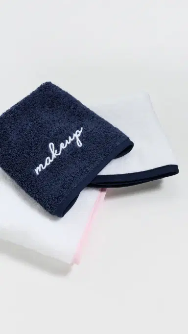 Weezie Signature Washcloths 2 Pack Navy on White One Size | Thumbnail 3