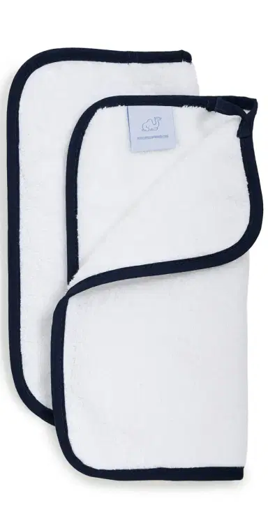 Weezie Signature Washcloths 2 Pack Navy on White One Size | Thumbnail 1