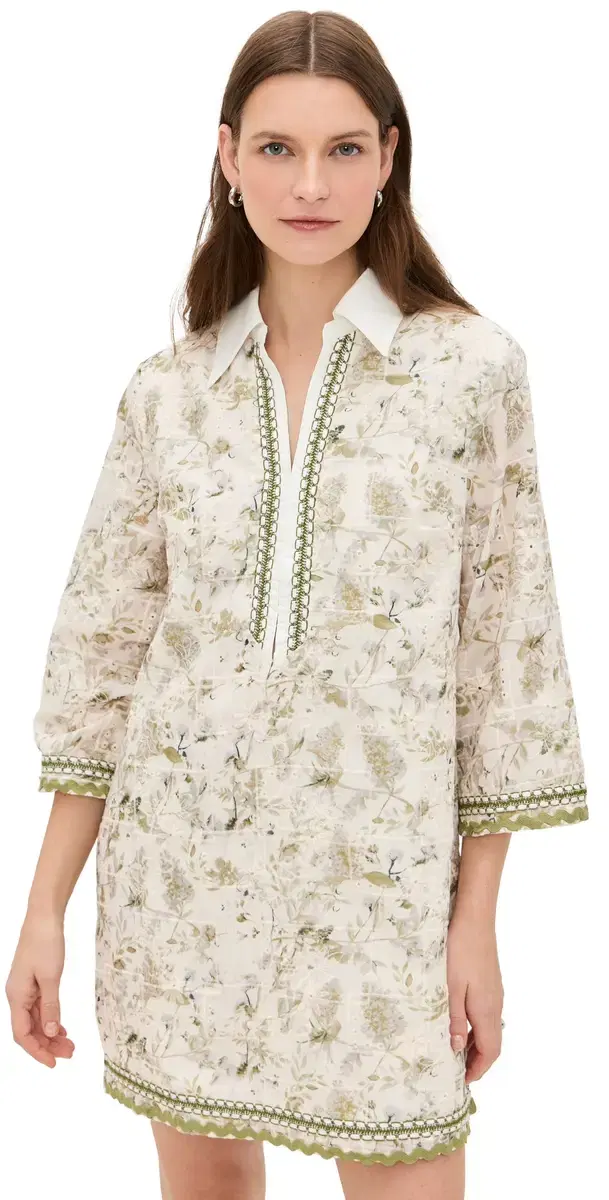 Floral Embroidery ini Dress Green ulti