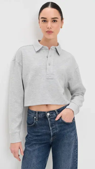 LE BOP Hayley Cropped Polo Heather Grey L | Thumbnail 2