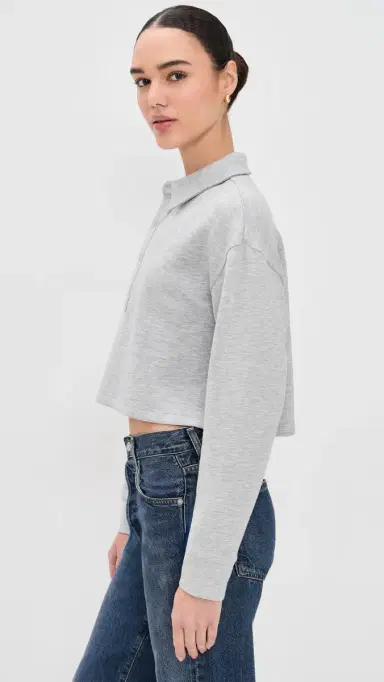 LE BOP Hayley Cropped Polo Heather Grey L | Thumbnail 4
