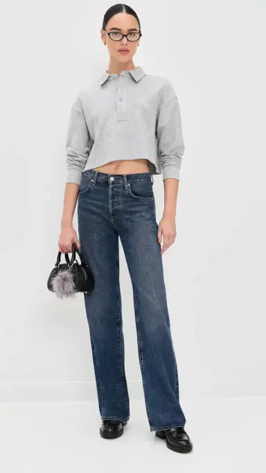 LE BOP Hayley Cropped Polo Heather Grey L | Thumbnail 5
