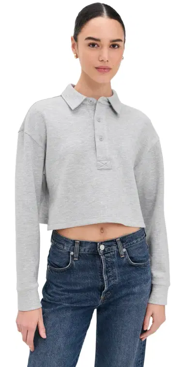 LE BOP Hayley Cropped Polo Heather Grey L | Thumbnail 1