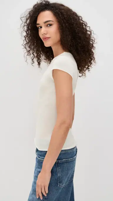 Cotton Citizen Marbella Cap Sleeve Tee Bone | Thumbnail 4 Cotton Citizen Marbella Cap Sleeve Tee Bone | Thumbnail 4