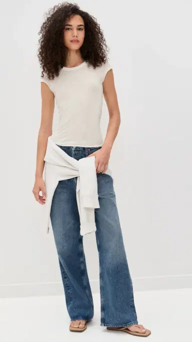 Cotton Citizen Marbella Cap Sleeve Tee Bone | Thumbnail 5 Cotton Citizen Marbella Cap Sleeve Tee Bone | Thumbnail 5