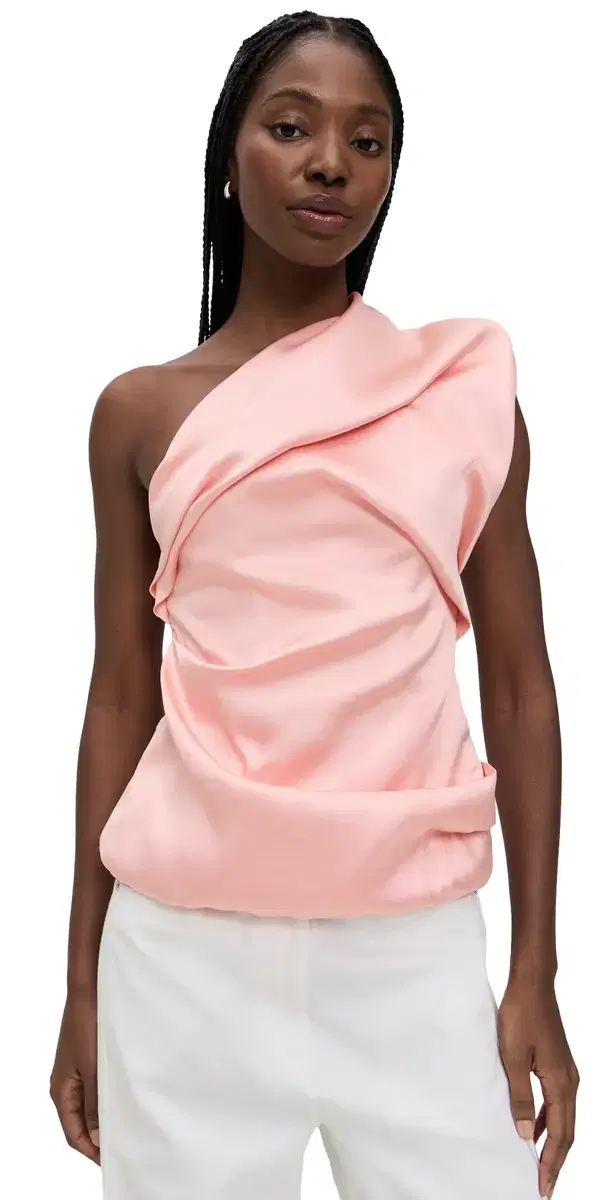 Heavy Satin Draped Top Pink