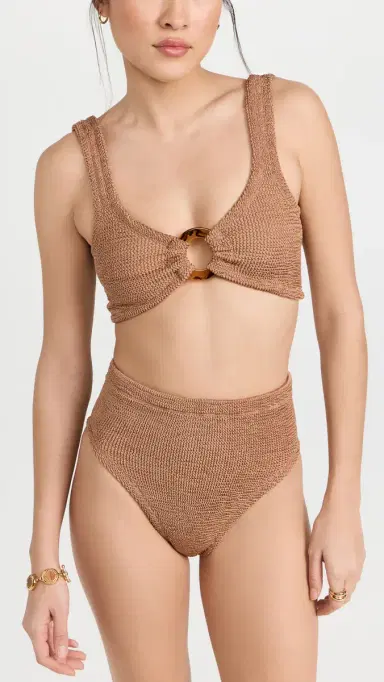 Hunza G Nadine Bikini Set Metallic Cocoa One Size | Thumbnail 2