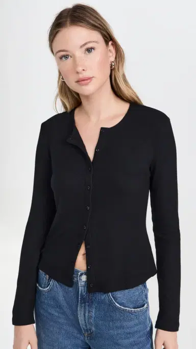 LESET Lauren Classic Cardigan Black | Thumbnail 2 LESET Lauren Classic Cardigan Black | Thumbnail 2