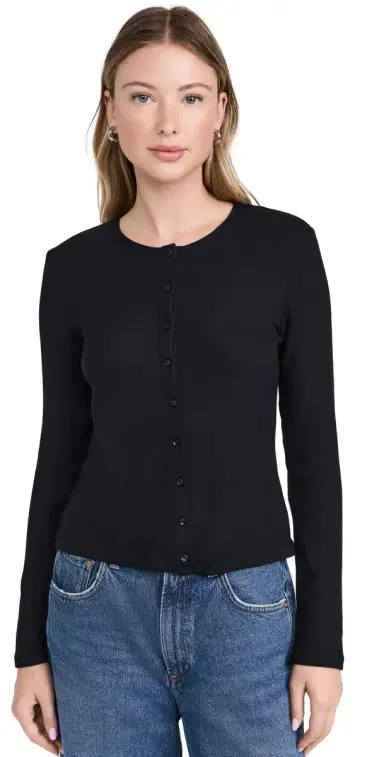 LESET Lauren Classic Cardigan Black | Thumbnail 1 LESET Lauren Classic Cardigan Black | Thumbnail 1