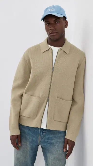 Les Deux Fischer Cotton Milano Zip Jacket Dark Sand S | Thumbnail 2