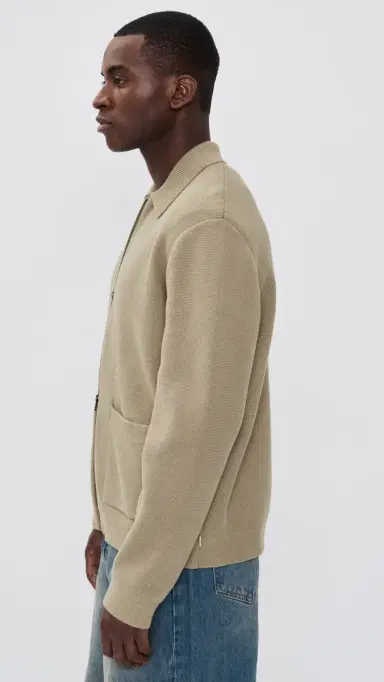 Les Deux Fischer Cotton Milano Zip Jacket Dark Sand S | Thumbnail 4
