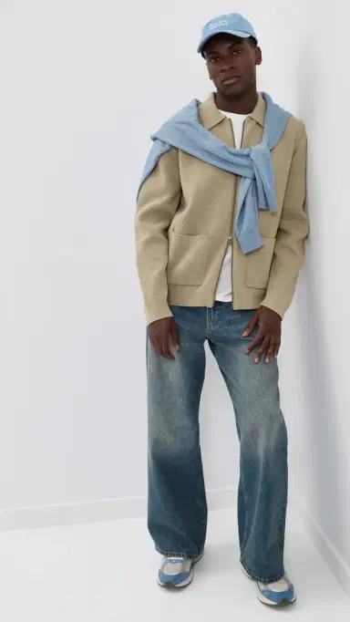 Les Deux Fischer Cotton Milano Zip Jacket Dark Sand S | Thumbnail 5