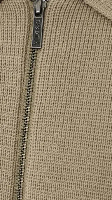 Les Deux Fischer Cotton Milano Zip Jacket Dark Sand S | Thumbnail 6