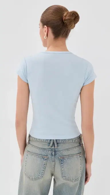 Tanner Fletcher Nellie Satin Bow Baby Tee Baby Blue | Thumbnail 3