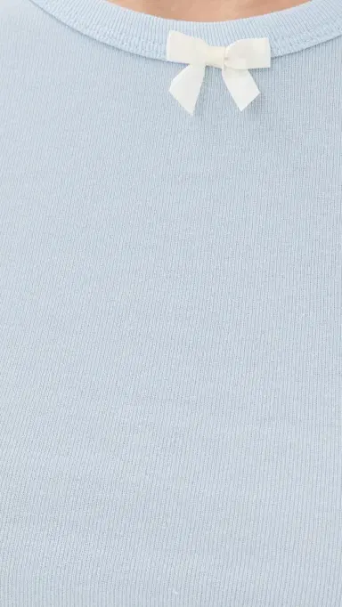Tanner Fletcher Nellie Satin Bow Baby Tee Baby Blue | Thumbnail 6