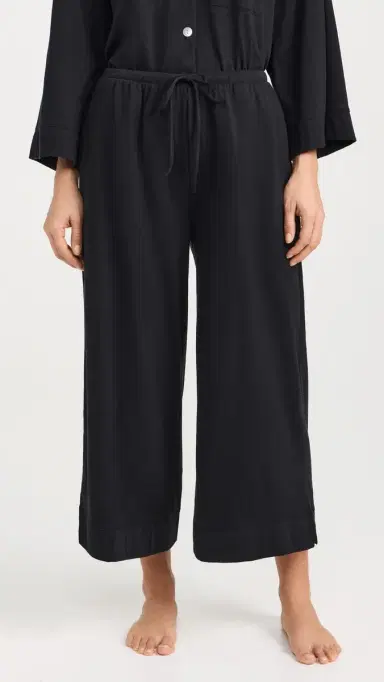 Petite Plume Women's Luxe Pima Black Wide eg Pajama Set Black | Thumbnail 5 Petite Plume Women's Luxe Pima Black Wide eg Pajama Set Black | Thumbnail 5