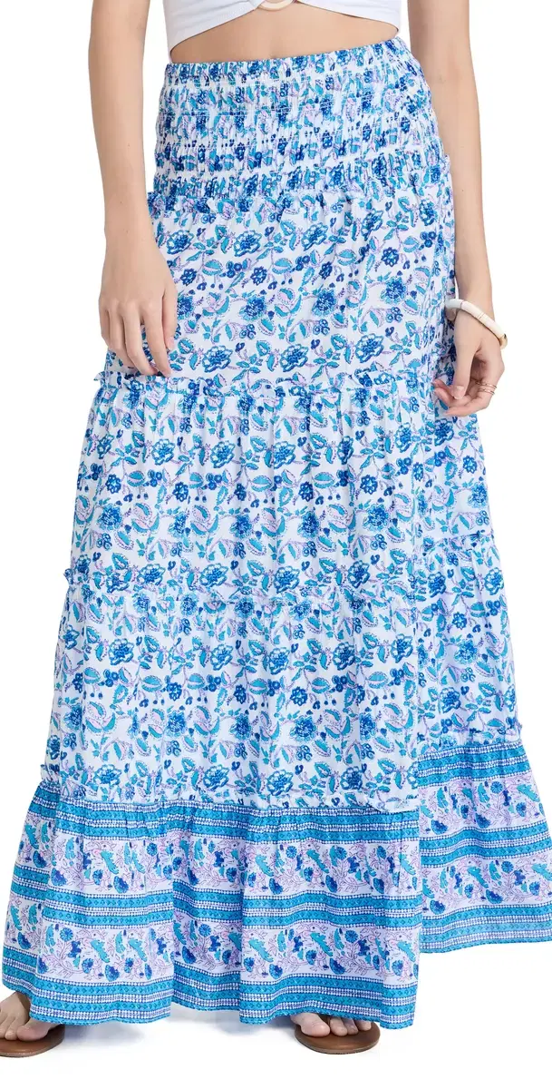 Playa Lucila Printed Ruffle Skirt Blue ulti