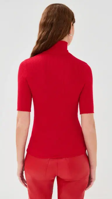SPRWMN Short Sleeve Turtleneck Top Red | Thumbnail 3