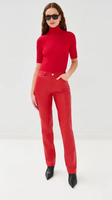 SPRWMN Short Sleeve Turtleneck Top Red | Thumbnail 5