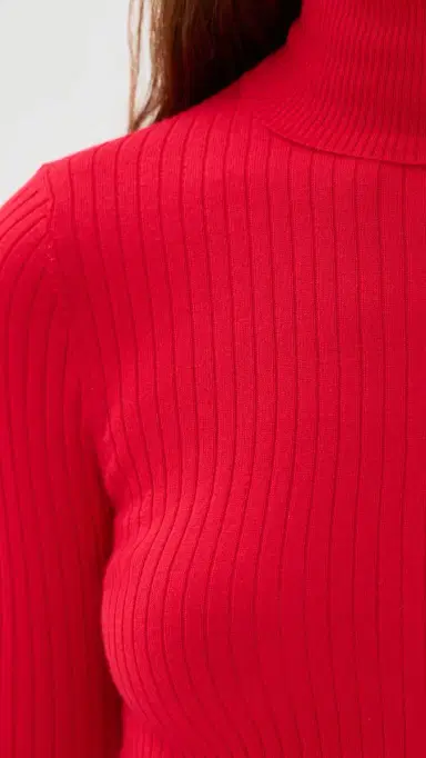 SPRWMN Short Sleeve Turtleneck Top Red | Thumbnail 6