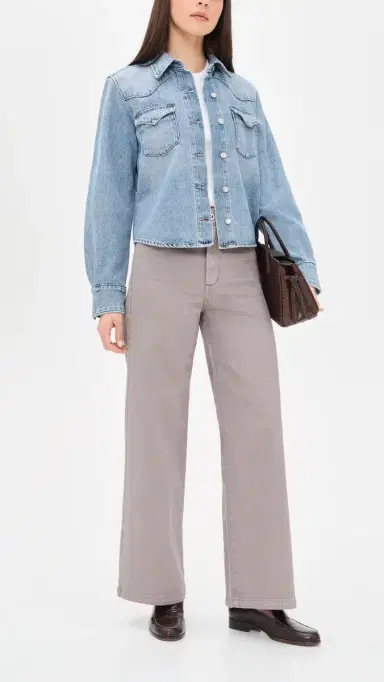 Favorite Daughter The Mischa High Rise Wide Leg Ankle Jeans Soft Taupe 28 | Thumbnail 5