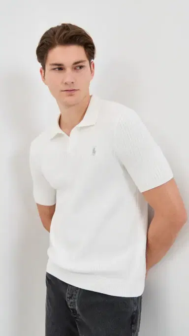 Polo Ralph Lauren Cotton Johnny Collar Polo Sweater Deckwash White | Thumbnail 2