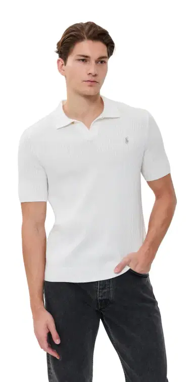 Polo Ralph Lauren Cotton Johnny Collar Polo Sweater Deckwash White | Thumbnail 1
