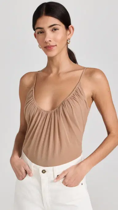 L'Agence Gelina Ruched Thong Bodysuit Dark Cappuccino S | Thumbnail 2