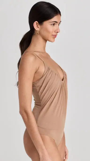 L'Agence Gelina Ruched Thong Bodysuit Dark Cappuccino S | Thumbnail 4