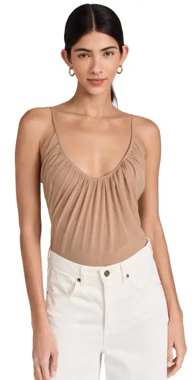 L'Agence Gelina Ruched Thong Bodysuit Dark Cappuccino S | Thumbnail 1
